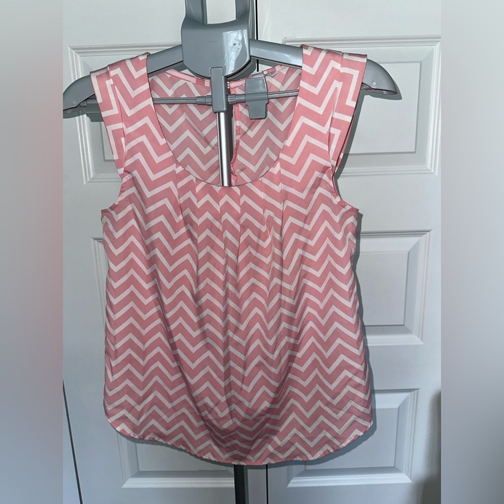 Candie's Pink and White Chevron Tank Top